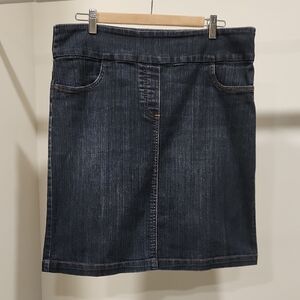 Women's Dark Blue Denim Midi Skirt - Classic Pencil